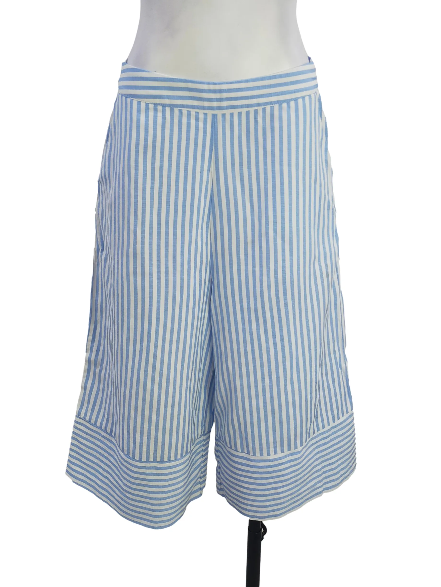Blue White Stripe Pattern Formal Pants