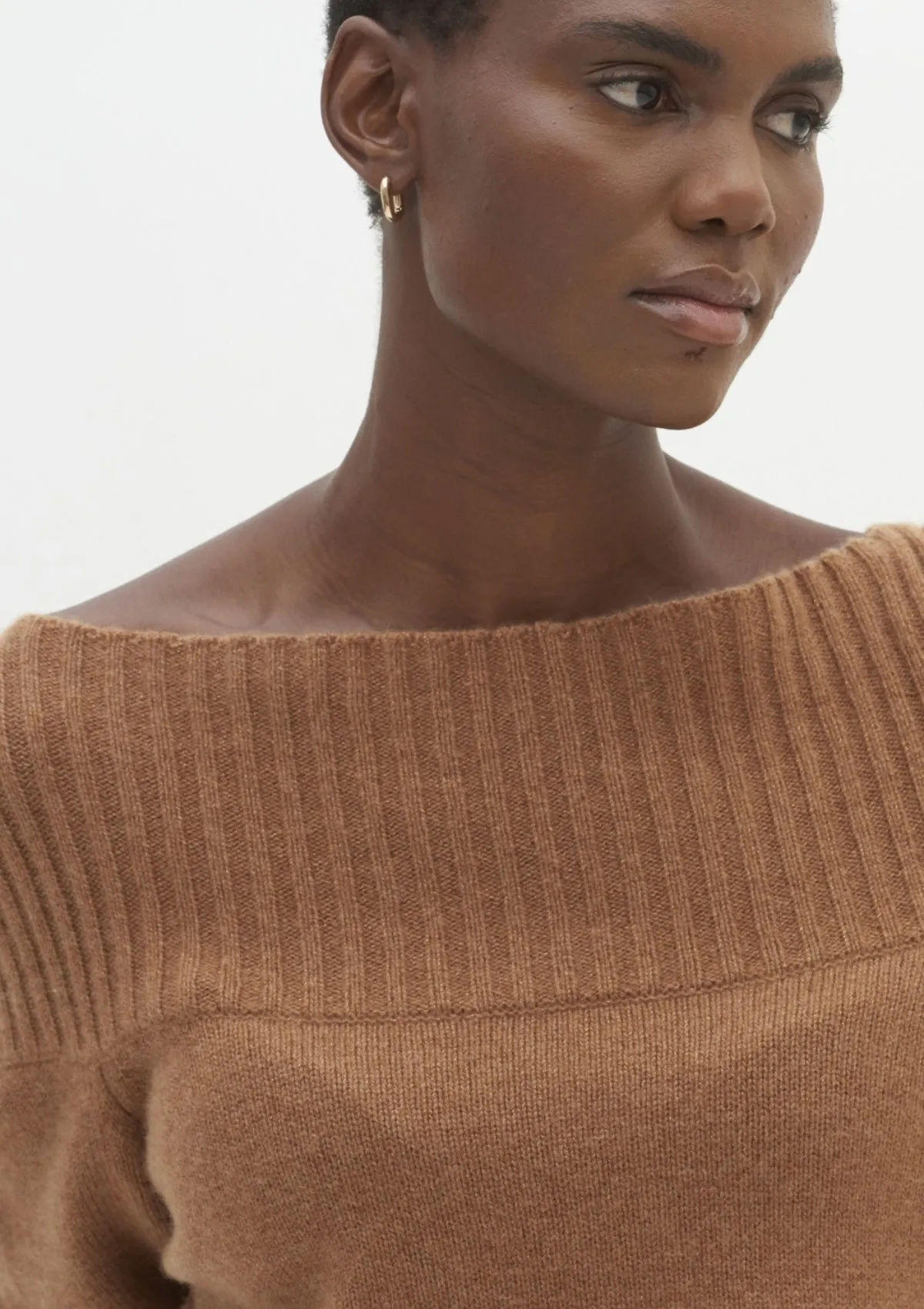 Cashmere Boat Neck Sweater in Copper Sparkle