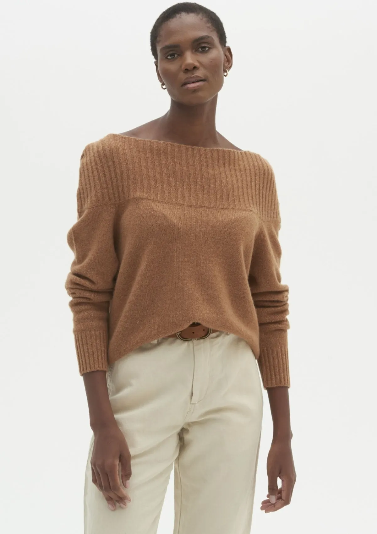 Cashmere Boat Neck Sweater in Copper Sparkle