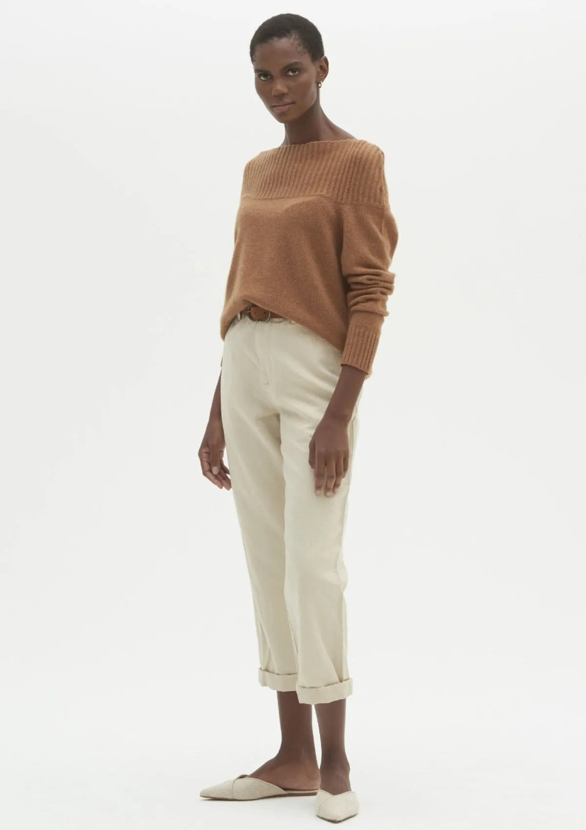 Cashmere Boat Neck Sweater in Copper Sparkle