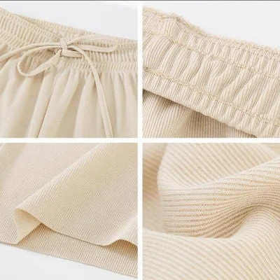 Drape Wide Leg Pants Women High Waist Slim-Look Casual Loose Student Ankle-Length Straight Culottes