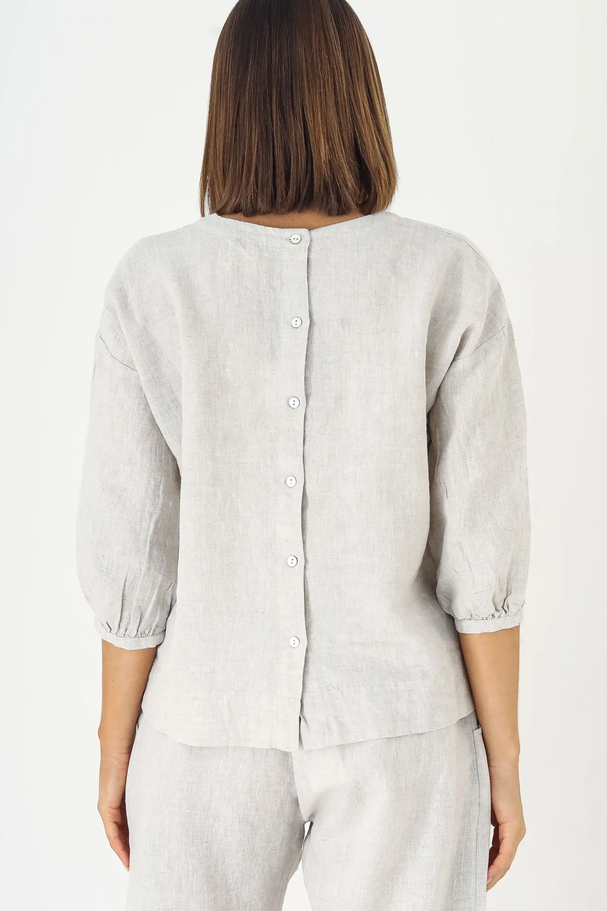 GA354 Button Hem Top in Sand
