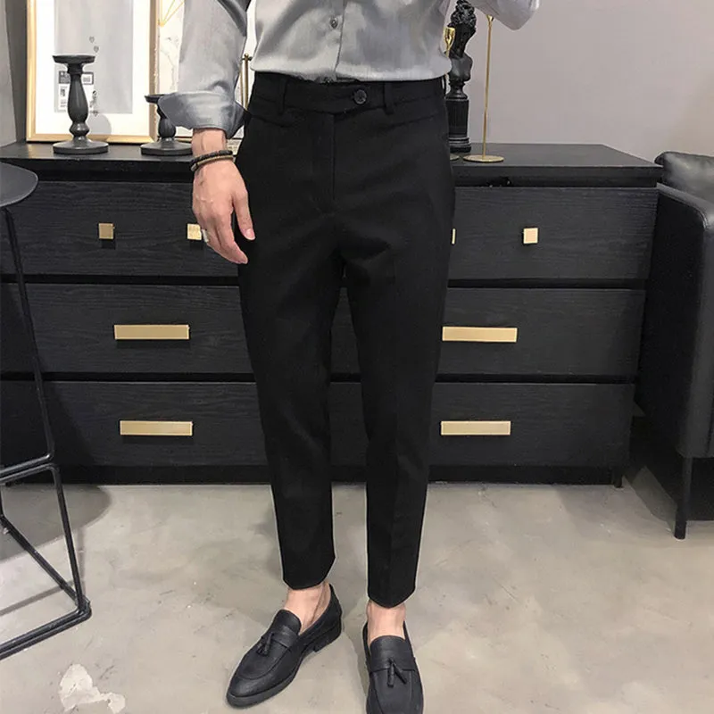 Men's Casual Slim Fit Business Nine-minute Trousers