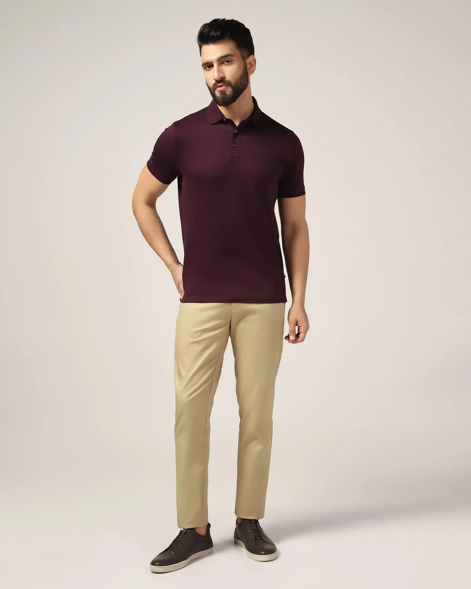 Polo Dark Purple Textured T-Shirt - Lois
