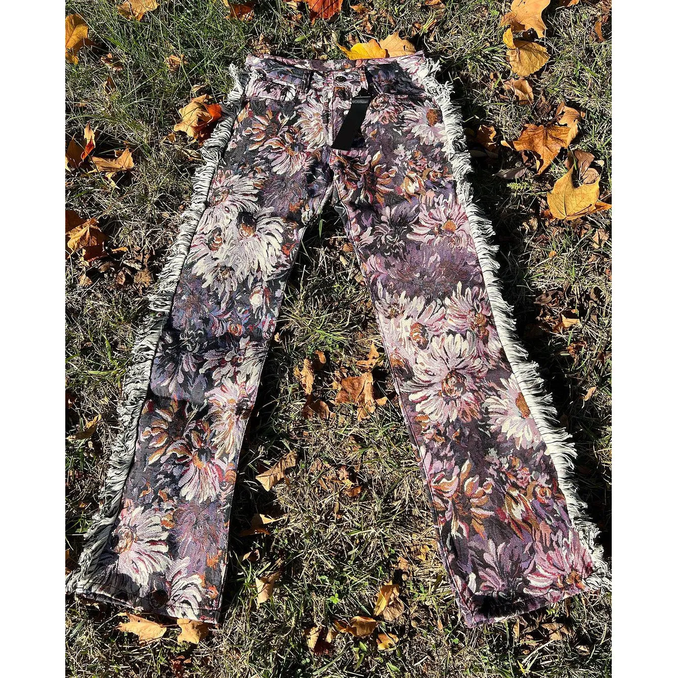 Trendy hip-hop tapestry print pile pants