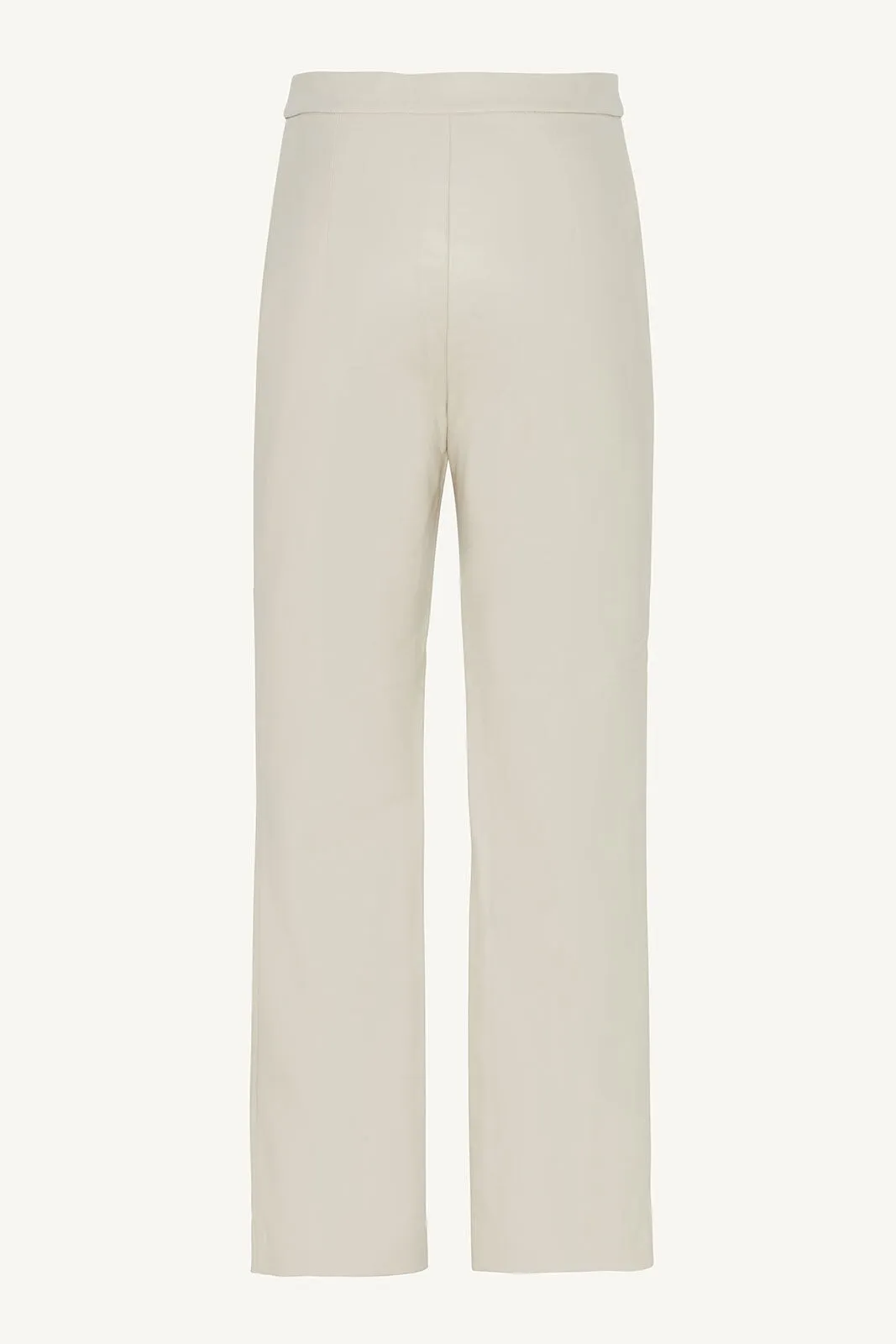 Vegan Leather Straight Leg Trousers - Soft Beige